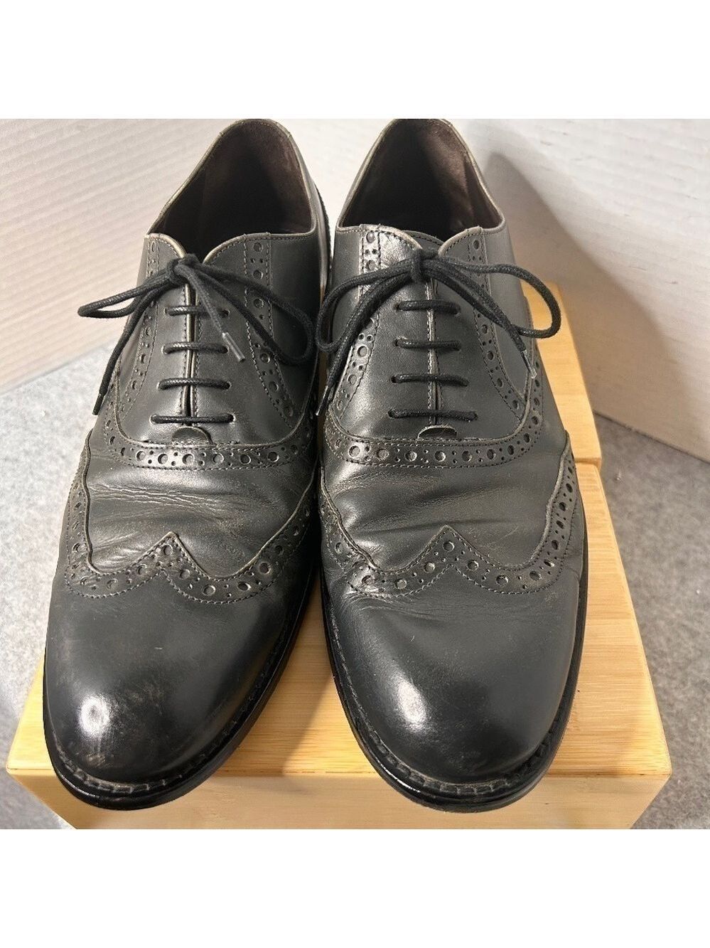 Bruno Magli Alvar Oxford Leather Grey Sz 11M Light Scratches To Toe See Pics